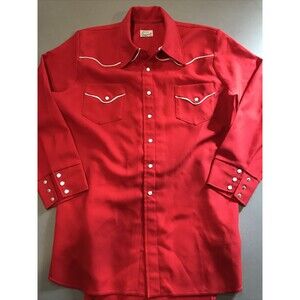 Original Vintage clothing, Western Red Metal Button men's shirt L/XL